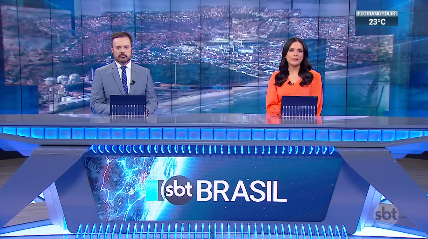 Marcelo Torres e Márcia Dantas estão de saída do comando do telejornal SBT Brasil (Créditos: Reprodução)